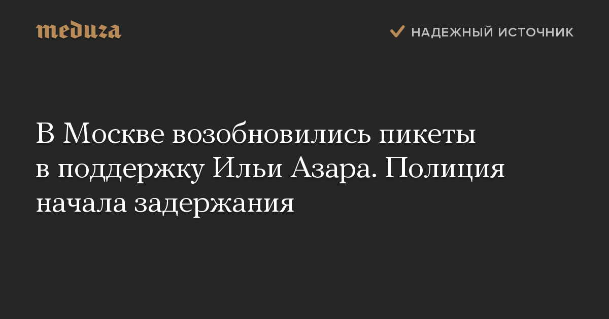 В Москве возобновились пикеты в поддержку Ильи Азара. Полиция начала задержания