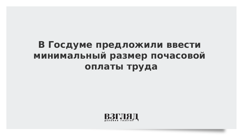 В Госдуме предложили ввести минимальный размер почасовой оплаты труда