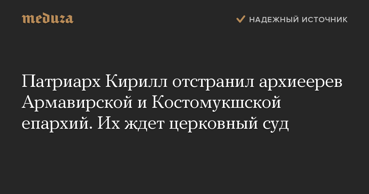 Патриарх Кирилл отстранил архиеерев Армавирской и Костомукшской епархий. Их ждет церковный суд