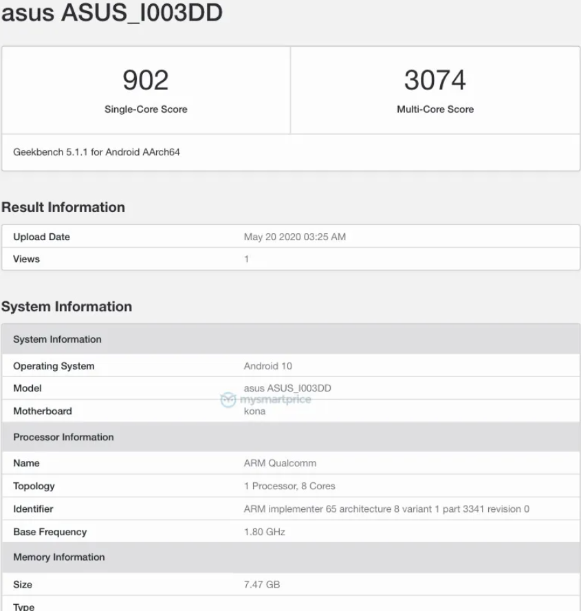 Asus ROG Phone 3 с чипом Snapdragon 865 появился в Geekbench и WiFi Alliance