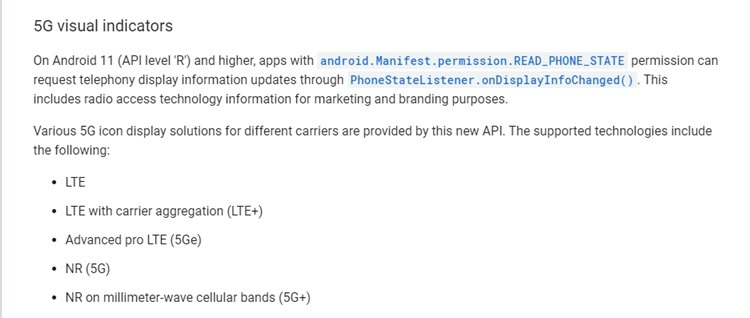 Android 11 сможет различать типы сетей 5G
