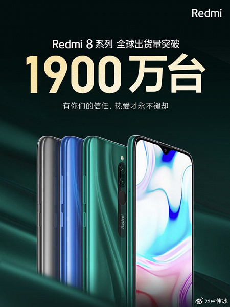 Компания Xiaomi продала более 19 млн смартфонов Redmi 8