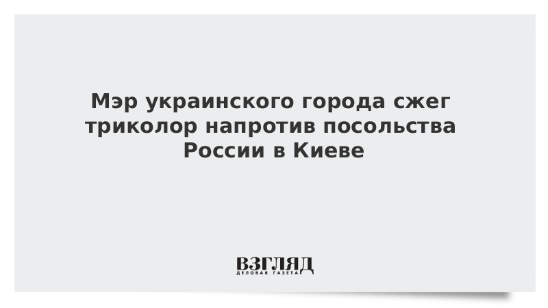 Мэр украинского города сжег триколор напротив посольства России в Киеве