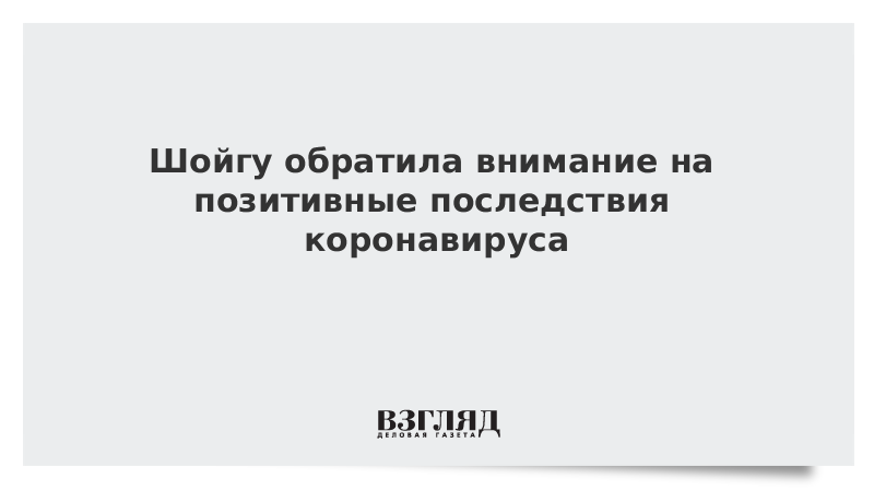 Шойгу обратила внимание на позитивные последствия коронавируса