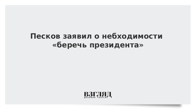 Песков заявил о небходимости беречь президента